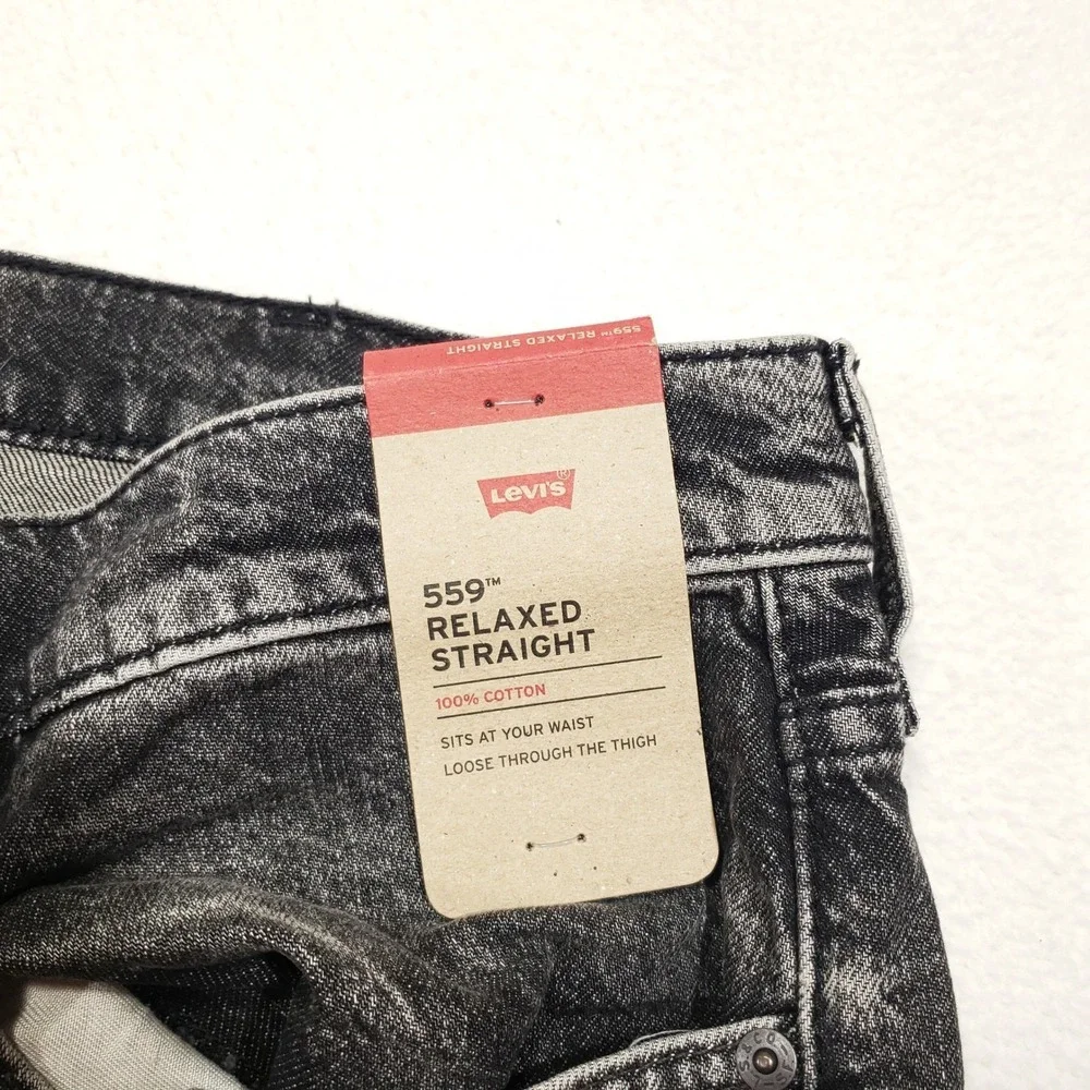 Levi's 559 Relaxed Straight Jeans Mens 38x32 Black 100% Cotton Denim NEW NWT